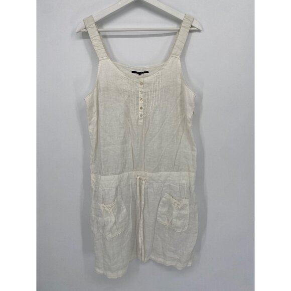 Azulu 100% Linen 1/3 BUTTON WAIST TIE POCKET DRESS SIZE 4 - Picture 1 of 4